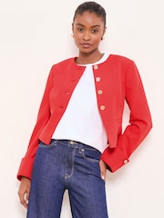 Czerwony - Lipsy Collarless Cropped Blazer - Obraz 1 z 4