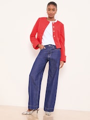 Czerwony - Lipsy Collarless Cropped Blazer - Obraz 3 z 4