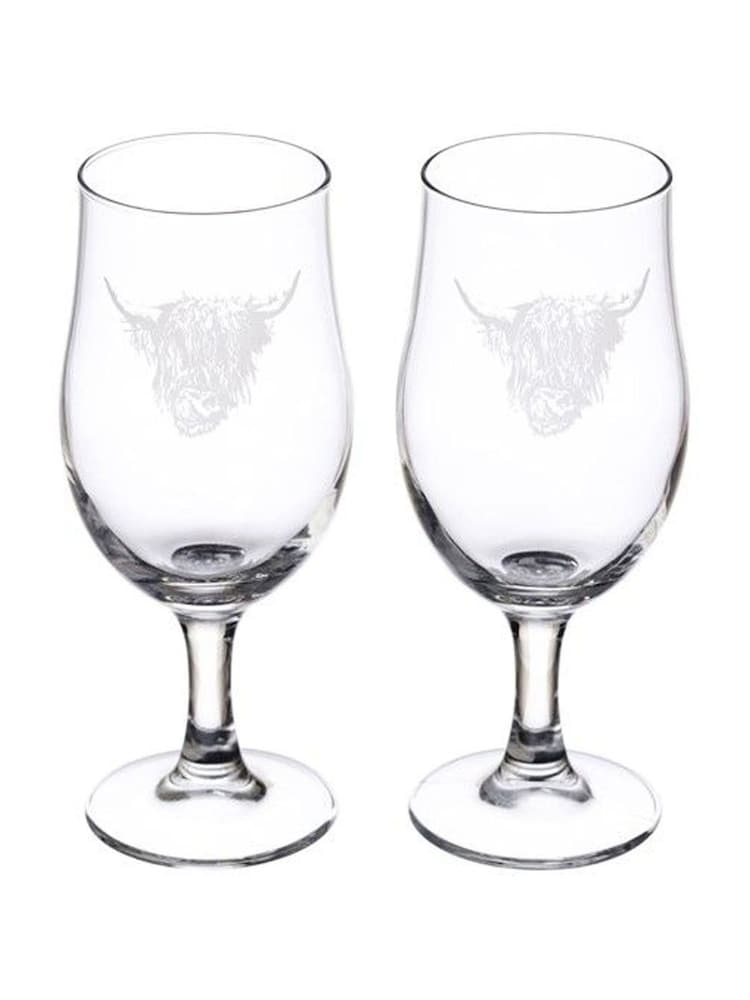 Selbrae House Set of 2 Clear Highland Cow Craft Beer Glasses - Image 4 of 4