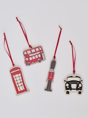 Victoria Eggs Set of 6 Red London Christmas Wooden Decorations - Image 6 of 6