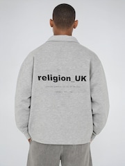 Religion Grey Uk Collared Cropped 1/2 Zip Sweatshirt - Image 2 of 4