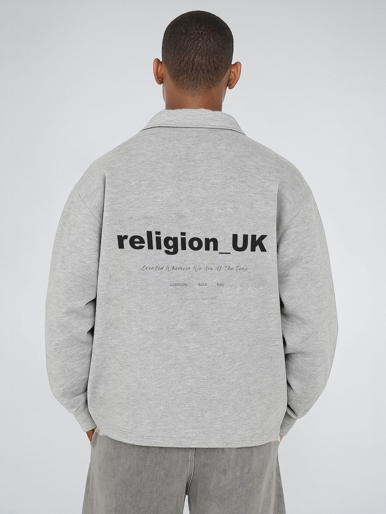 Religion Grey Uk Collared Cropped 1/2 Zip Sweatshirt - Image 2 of 4
