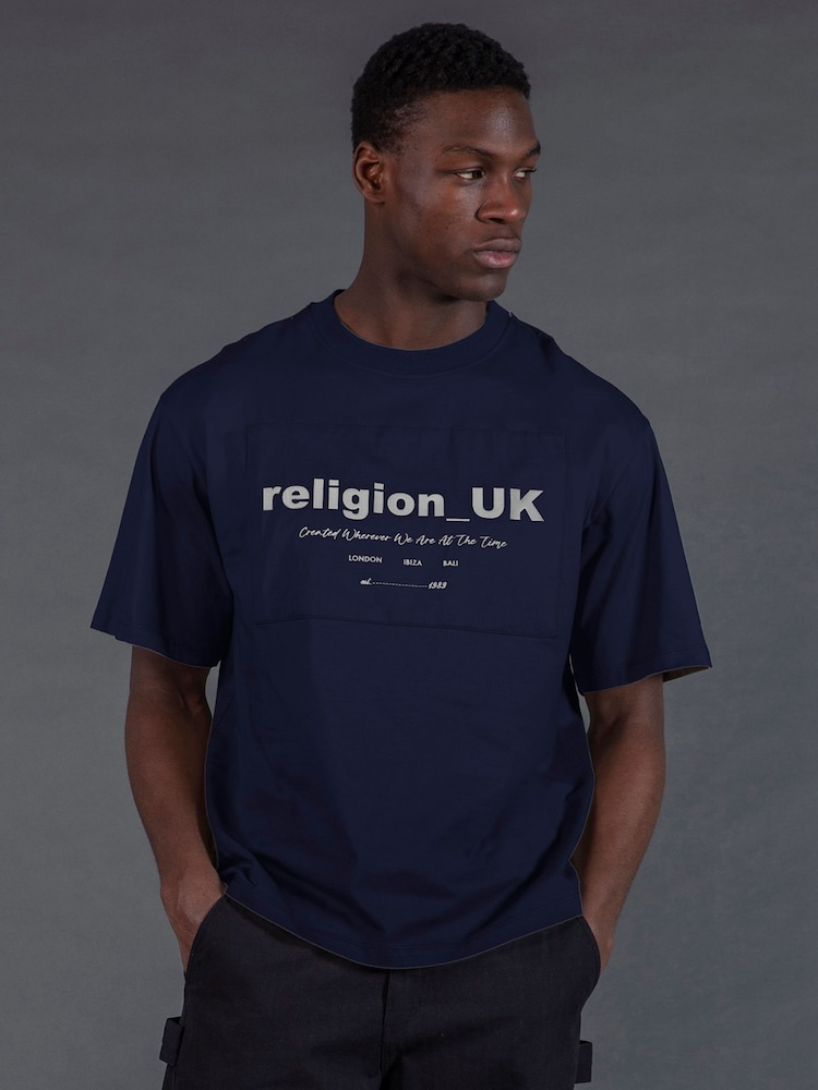 Religion Blue UK T-Shirt - Image 1 of 4 Religion Blue UK T-Shirt - Image 1 of 4