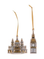 Victoria Eggs Set of 6 Gold and Black City of London Christmas Wooden Decorations - Image 6 of 6