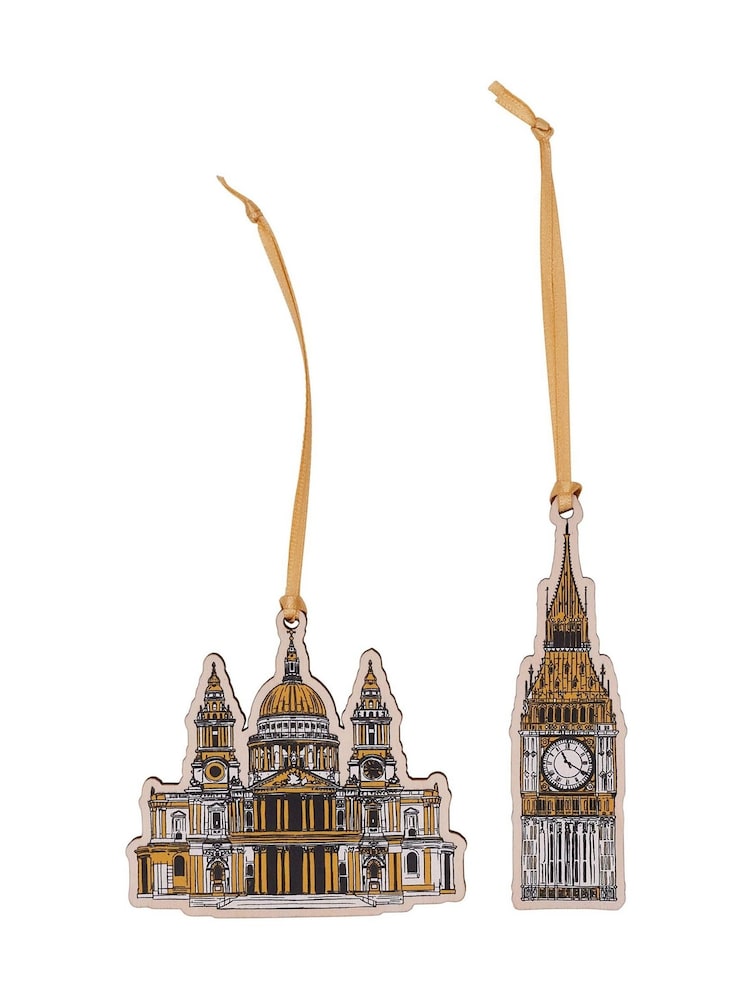 Victoria Eggs Set of 6 Gold and Black City of London Christmas Wooden Decorations - Image 6 of 6