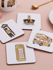 Victoria Eggs Set of 8 Gold and Black London Icons Coasters - Image 1 of 4
