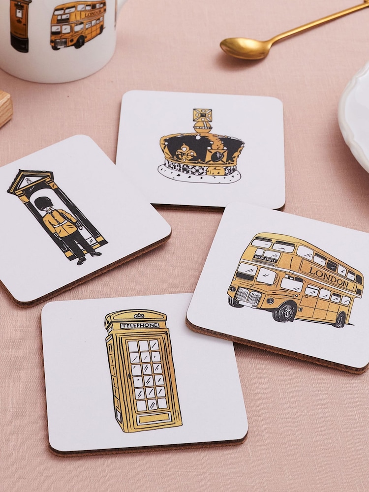 Victoria Eggs Set of 8 Gold and Black London Icons Coasters - Image 1 of 4