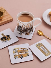 Victoria Eggs Set of 8 Gold and Black London Icons Coasters - Image 2 of 4