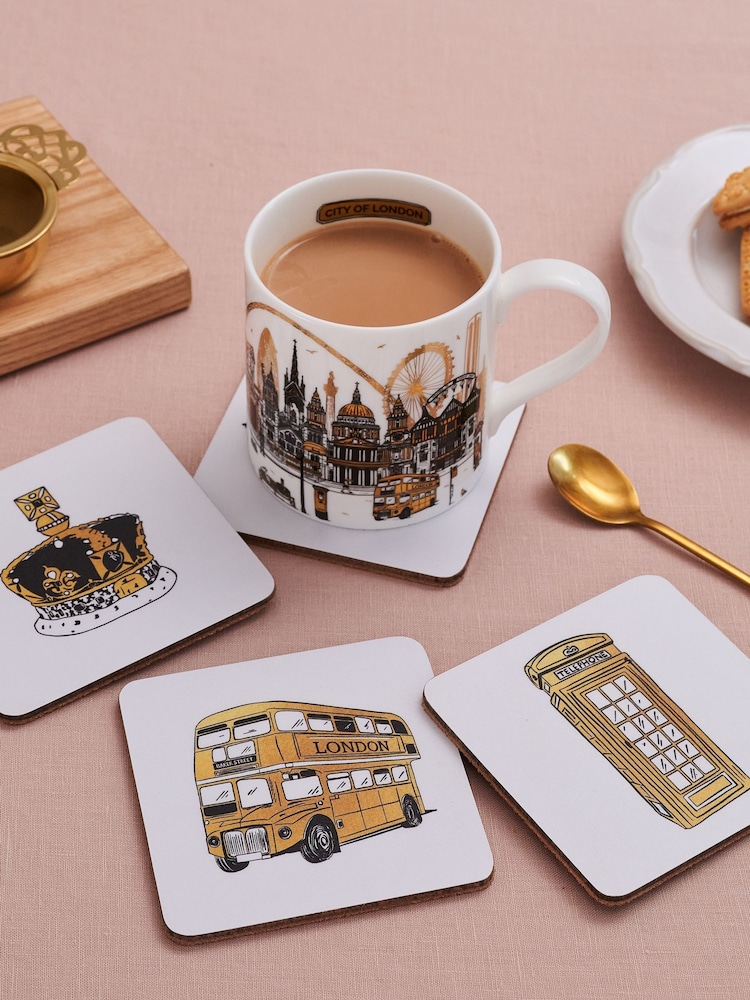 Victoria Eggs Set of 8 Gold and Black London Icons Coasters - Image 2 of 4