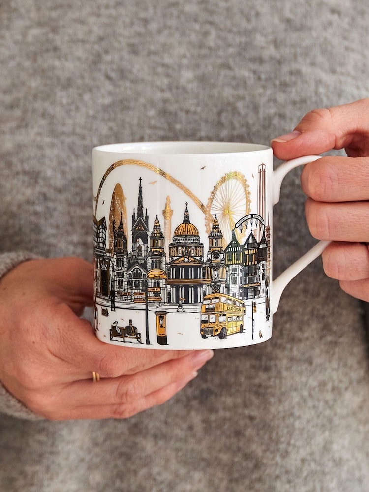 Victoria Eggs Set of 2 Gold and Black Quintessentially London Mugs - Image 1 of 6