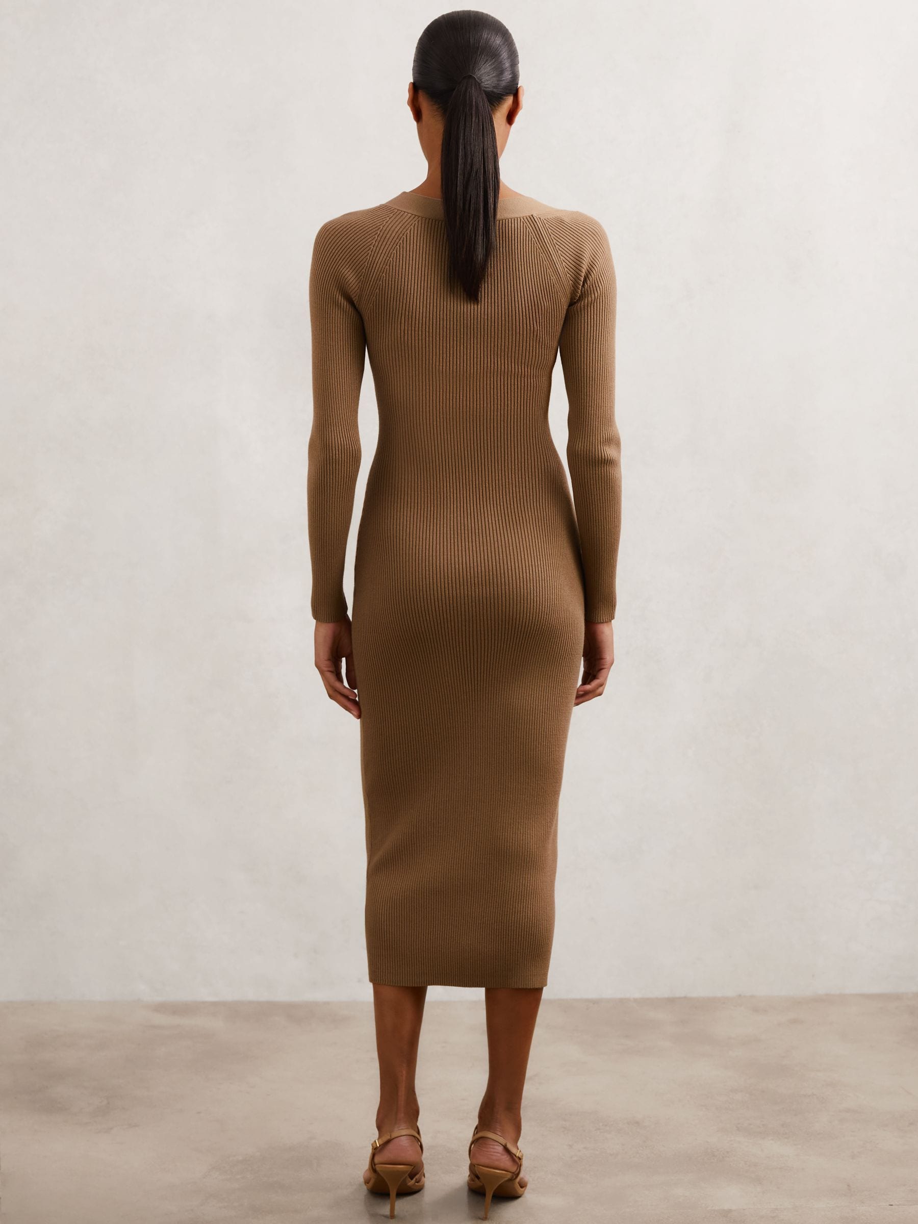 にゅ　ASYMMETRY KNOT SLEEVE KNIT ブラウン Ameri ASYMMETRY KNOT SLEEVE KNIT 【公式通販】