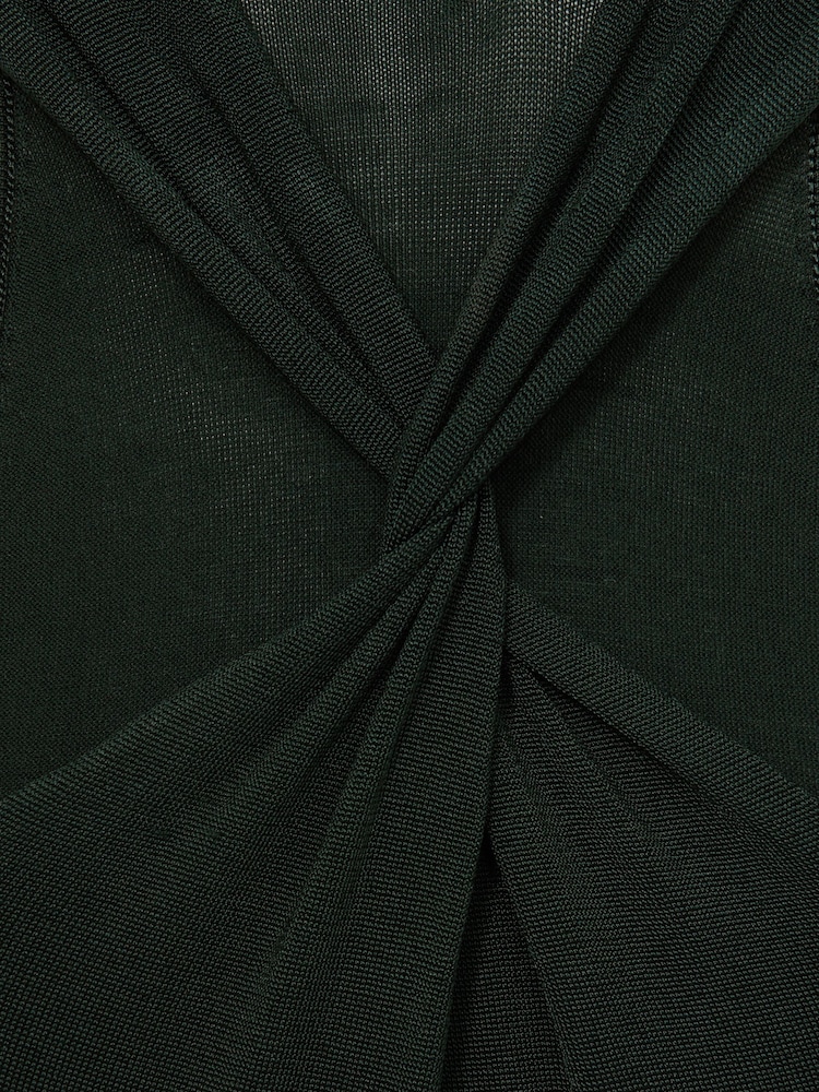 Reiss Dark Green Vivienne Cut-Out Knitted Maxi Dress - Image 7 of 7
