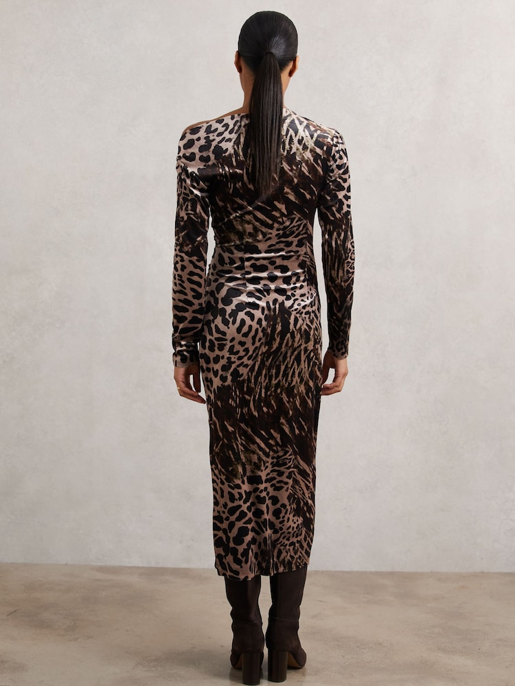 black leopard print jersey split cami midi dress Buy Reiss Black/Brown Briana Velvet Leopard-Print from Next USA Perfect for evening soires