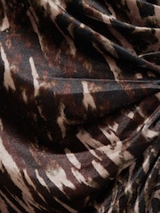 Reiss Black/Brown Briana Velvet Leopard-Print Midi Dress - Image 6 of 6