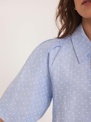 Mint Velvet Blue Stripe Polka Heart Puff Sleeve Shirt - Image 5 of 7