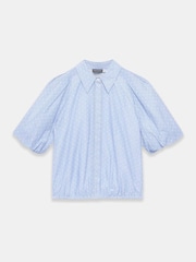 Mint Velvet Blue Stripe Polka Heart Puff Sleeve Shirt - Image 6 of 7