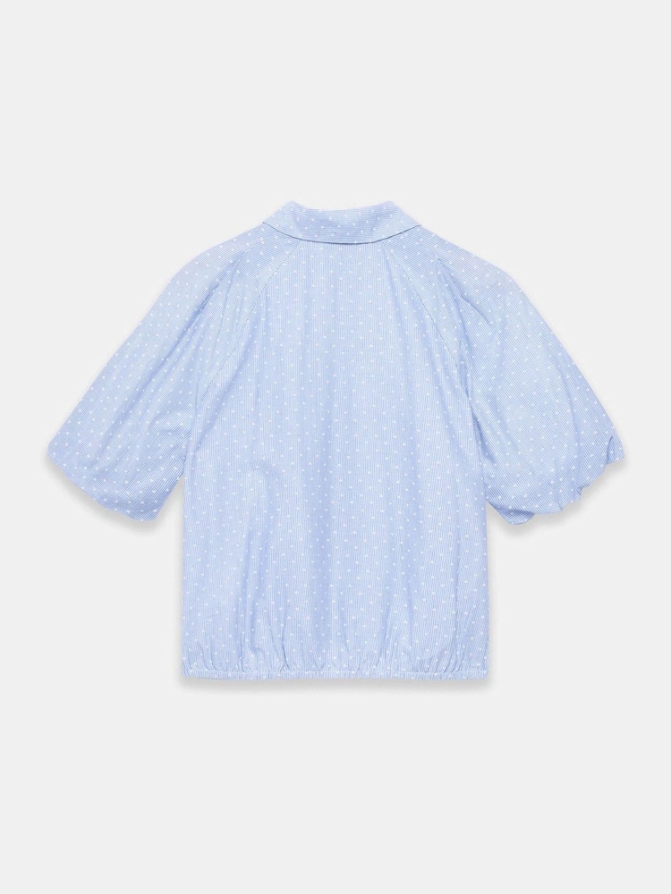Mint Velvet Blue Stripe Polka Heart Puff Sleeve Shirt - Image 7 of 7