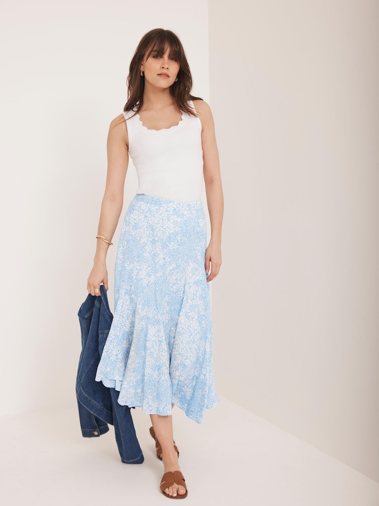 Mint Velvet Blue Floral Print Skirt - Image 1 of 8 Mint Velvet Blue Floral Print Skirt - Image 1 of 8