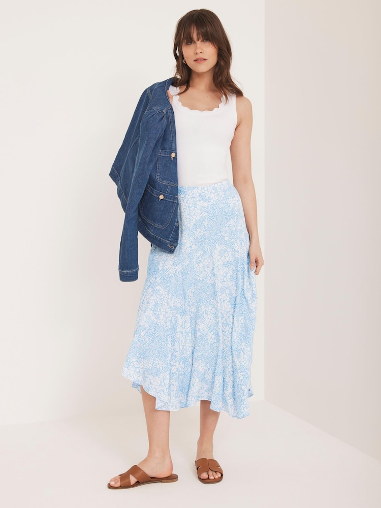 Mint Velvet Blue Floral Print Skirt - Image 2 of 8 Mint Velvet Blue Floral Print Skirt - Image 2 of 8