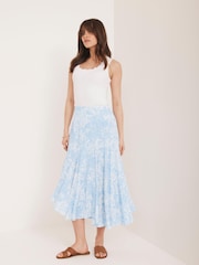 Mint Velvet Blue Floral Print Skirt - Image 5 of 8