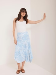 Mint Velvet Blue Floral Print Skirt - Image 6 of 8
