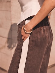 Mint Velvet Brown Side Stripe Wide Trousers - Image 6 of 8