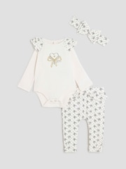River Island Baby Girls Bow Print Bodysuit Set - Bild 1 von 4
