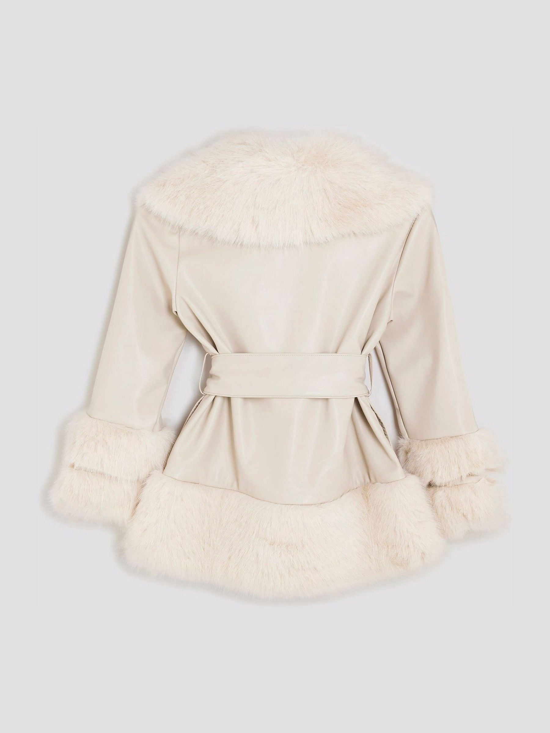 Buy River Island Cream Faux Leather Fur Wrap Coat from Next USA