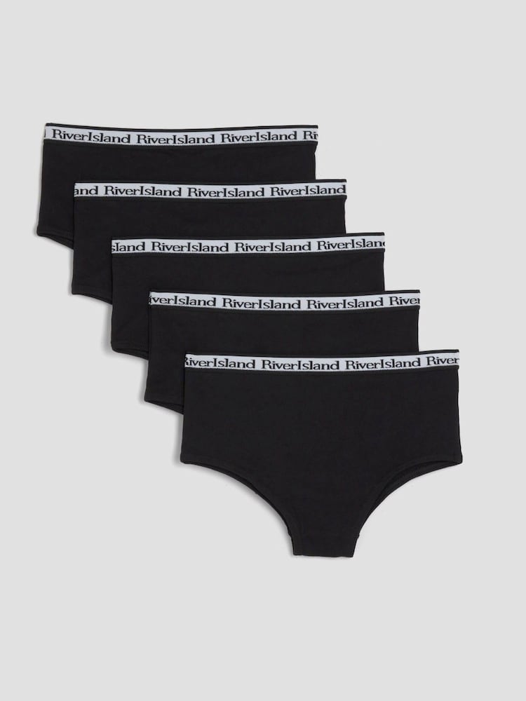 River Island Black Girls Hipster Briefs 5 Pack - Image 1 of 3