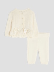 River Island Cream Baby Girls Peplum Cardigan - Image 1 of 5