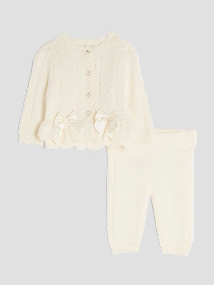 River Island Cream Baby Girls Peplum Cardigan - Image 1 of 5