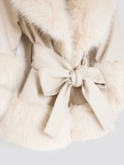 River Island Girls Faux Leather Fur Wrap Coat - Bild 3 von 4