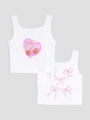 River Island White Girls Cherry and Bow Tank Top - Image 1 of 4