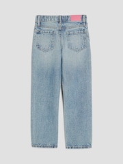 River Island Blue Girls Pearl Flower Print Straight Jeans - Image 2 of 4