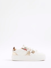 River Island White Girls Leopard Print Charm Trainers - Image 1 of 5