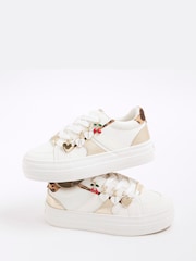River Island White Girls Leopard Print Charm Trainers - Image 4 of 5