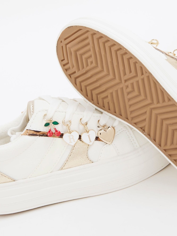 River Island White Girls Leopard Print Charm Trainers - Image 5 of 5