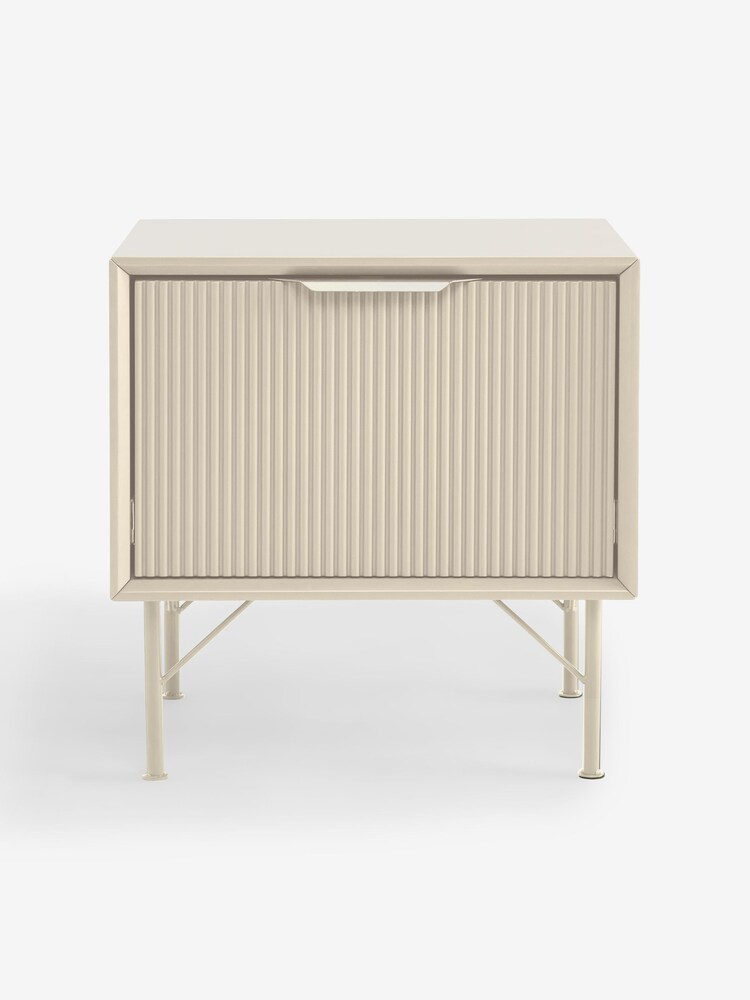 MADE.COM Ecru White Elian 1 Drawer Bedside Table - Image 1 of 2