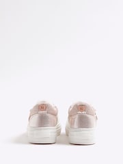 River Island Pink Girls Fur Tongue Bow Charm Trainers - Image 4 of 5