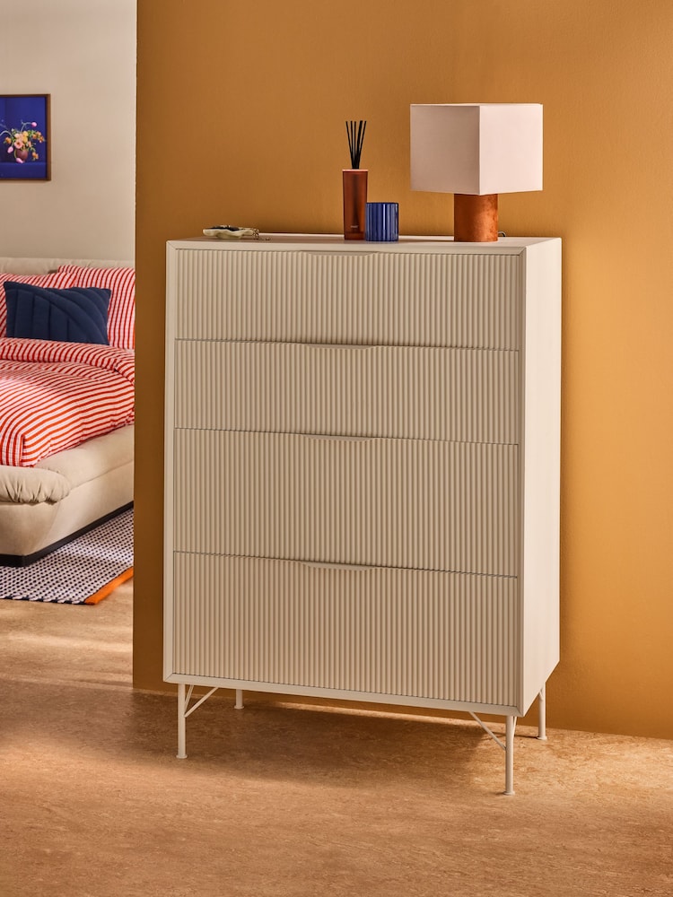 MADE.COM Ecru White Elian 4 Drawer Chest - Image 1 of 6