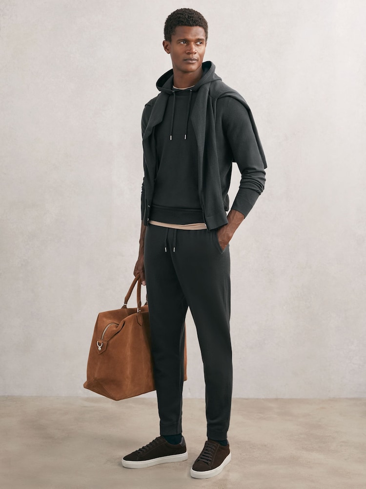 Reiss Bottle Green Billings Merino Wool-Blend Cuffed Joggers - Image 1 of 6 Reiss Bottle Green Billings Merino Wool-Blend Cuffed Joggers - Image 1 of 6