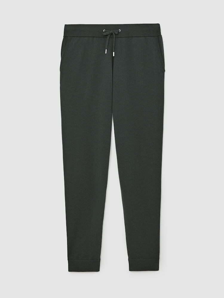 Reiss Bottle Green Billings Merino Wool-Blend Cuffed Joggers - Image 2 of 6 Reiss Bottle Green Billings Merino Wool-Blend Cuffed Joggers - Image 2 of 6