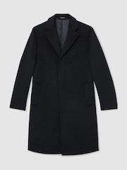 Reiss Navy Empire Wool-Blend Single-Breasted Overcoat - Image 2 of 6