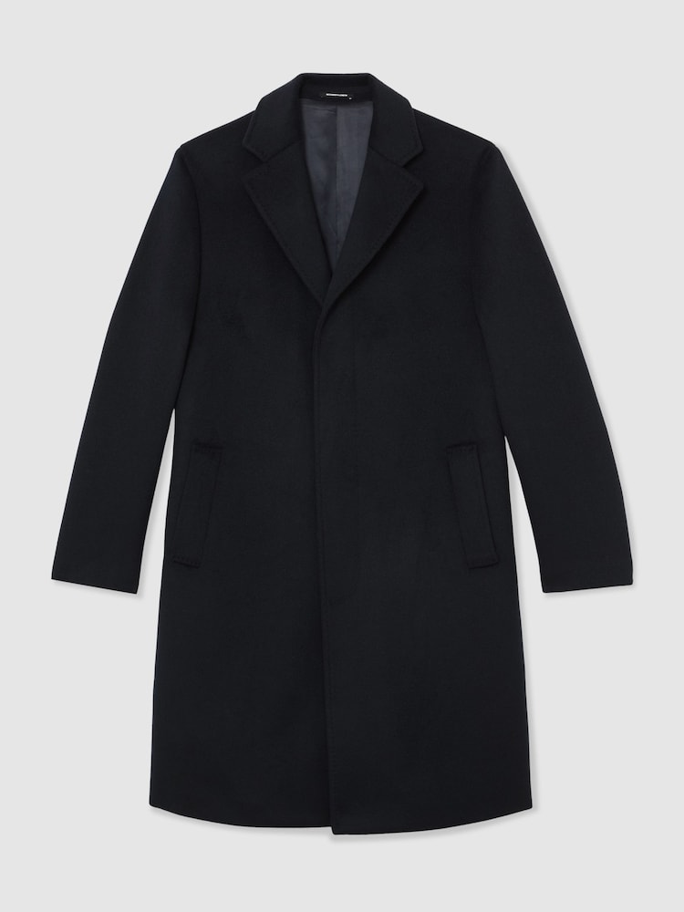 Reiss Navy Empire Wool-Blend Single-Breasted Overcoat - Image 2 of 6