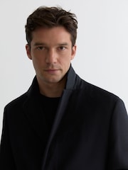 Reiss Navy Empire Wool-Blend Single-Breasted Overcoat - Image 3 of 6