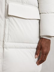 Reiss Light Stone Moon Longline Quilted Puffer Jacket - Image 3 of 7