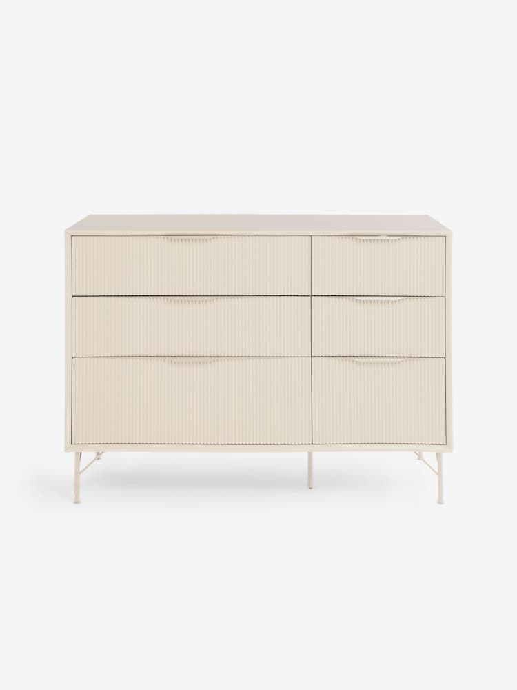 MADE.COM Ecru White Elian 6 Drawer Wide Chest - Image 1 of 2 MADE.COM Ecru White Elian 6 Drawer Wide Chest - Image 1 of 2