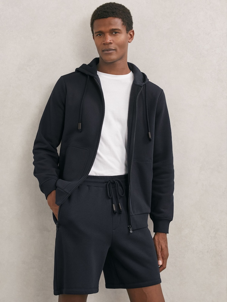 Reiss Navy Dusk Cotton-Blend Drawstring Shorts - Image 1 of 6 Reiss Navy Dusk Cotton-Blend Drawstring Shorts - Image 1 of 6