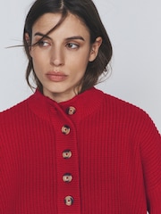 The Set 2 Pack Button Neck Chunky Ribbed Jumper Red/Cream & Navy Stripe - Image 6 of 6
