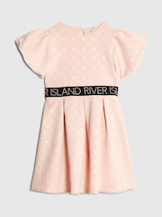 River Island Pink Girls Embossed Scuba Dress - Image 1 of 4